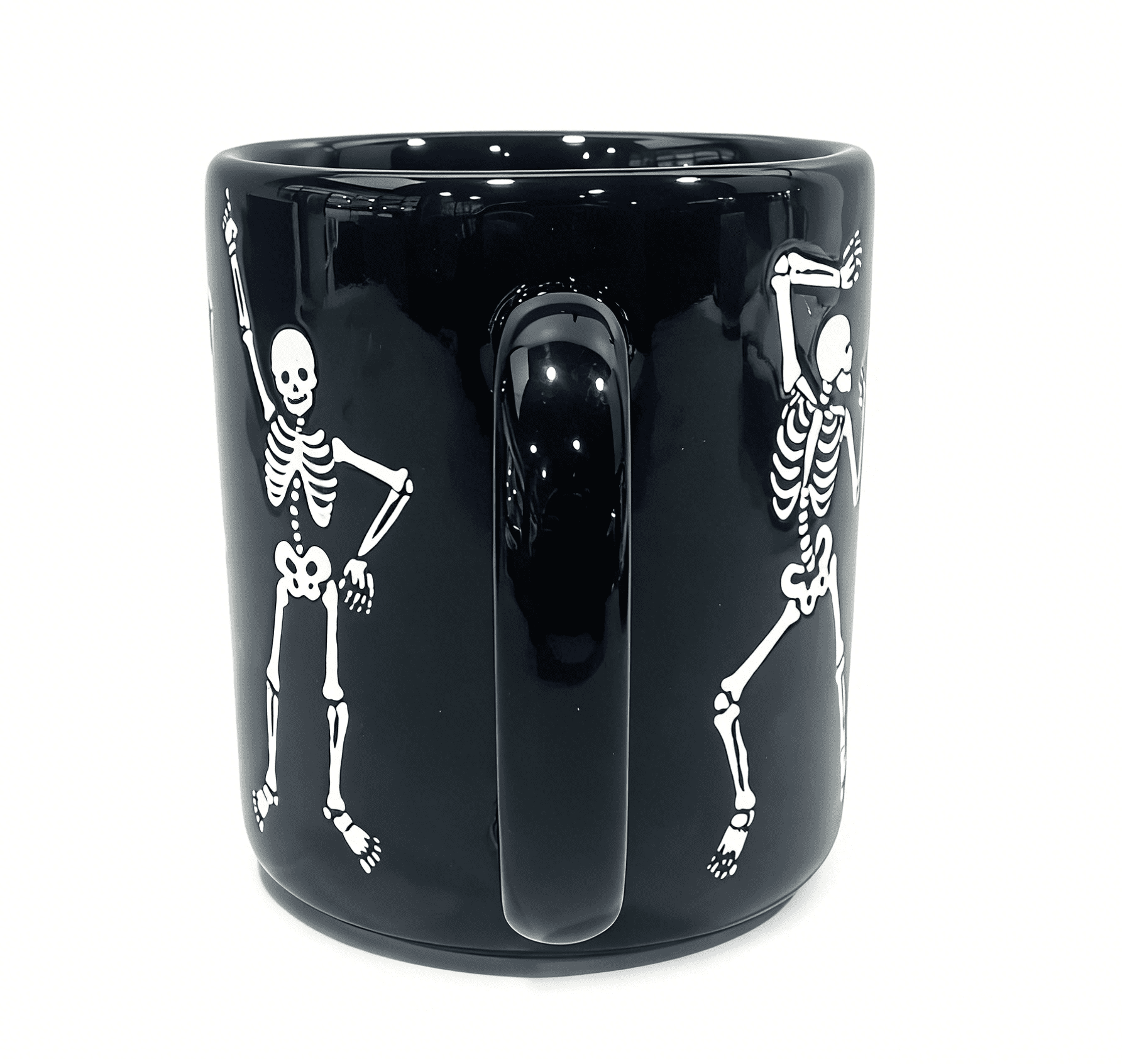 Way To Celebrate Halloween Black Dancing Skeleton Stoneware Mug Set, 2-Pack, 18.7 oz