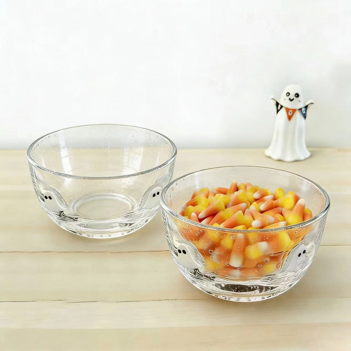 Way to Celebrate Halloween Ghost Charm Bubble Glass Bowls, 2-Pack