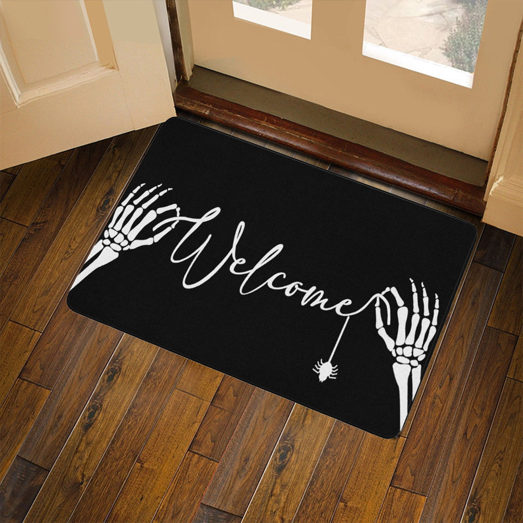 TOPRenddon Halloween Door Mat, Outdoor Front Door Decorative Doormat 16" x 24", Spider Web Bones Welcome Doormats, Non-Slip Rubber Mats Washable Carpet for Porch, Entryway, Indoor, Bathroom, Kitchen