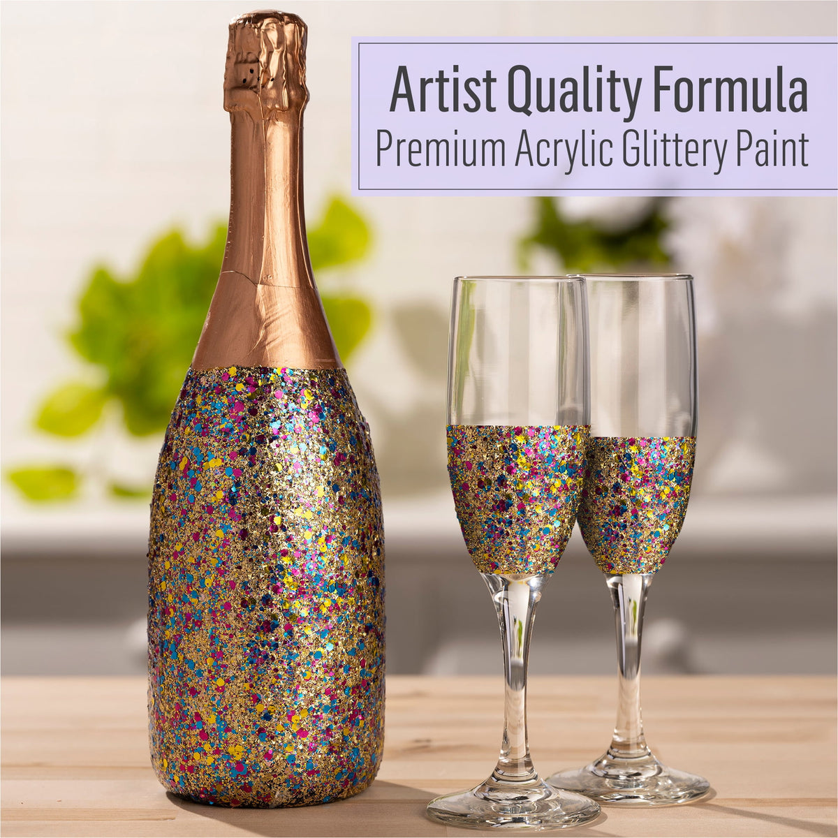 FolkArt Glitterific Pop Acrylic Craft Paint, Neon Explosion, 2 fl oz