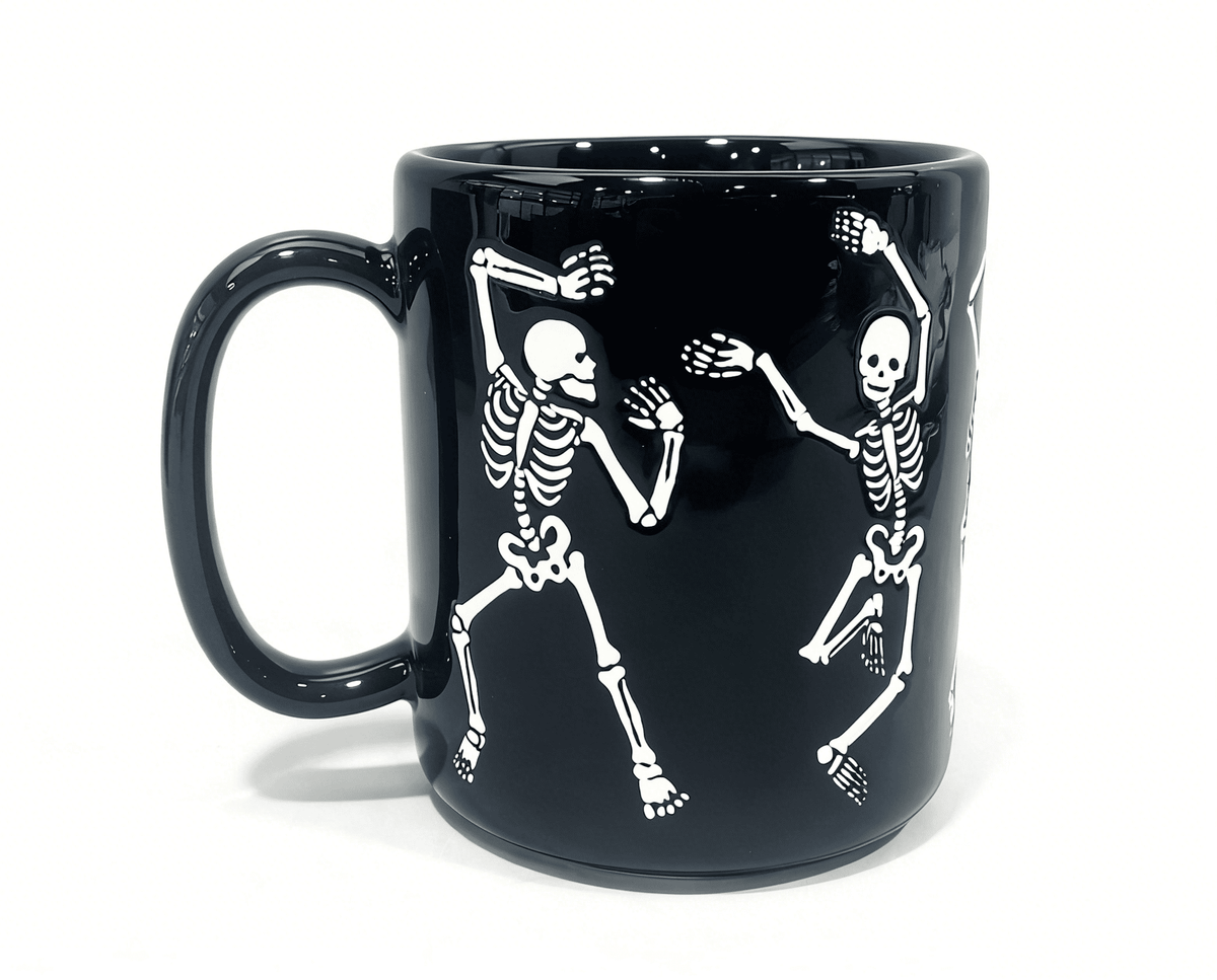 Way To Celebrate Halloween Dancing Skeleton Stoneware Mug, Black, 18.7 oz