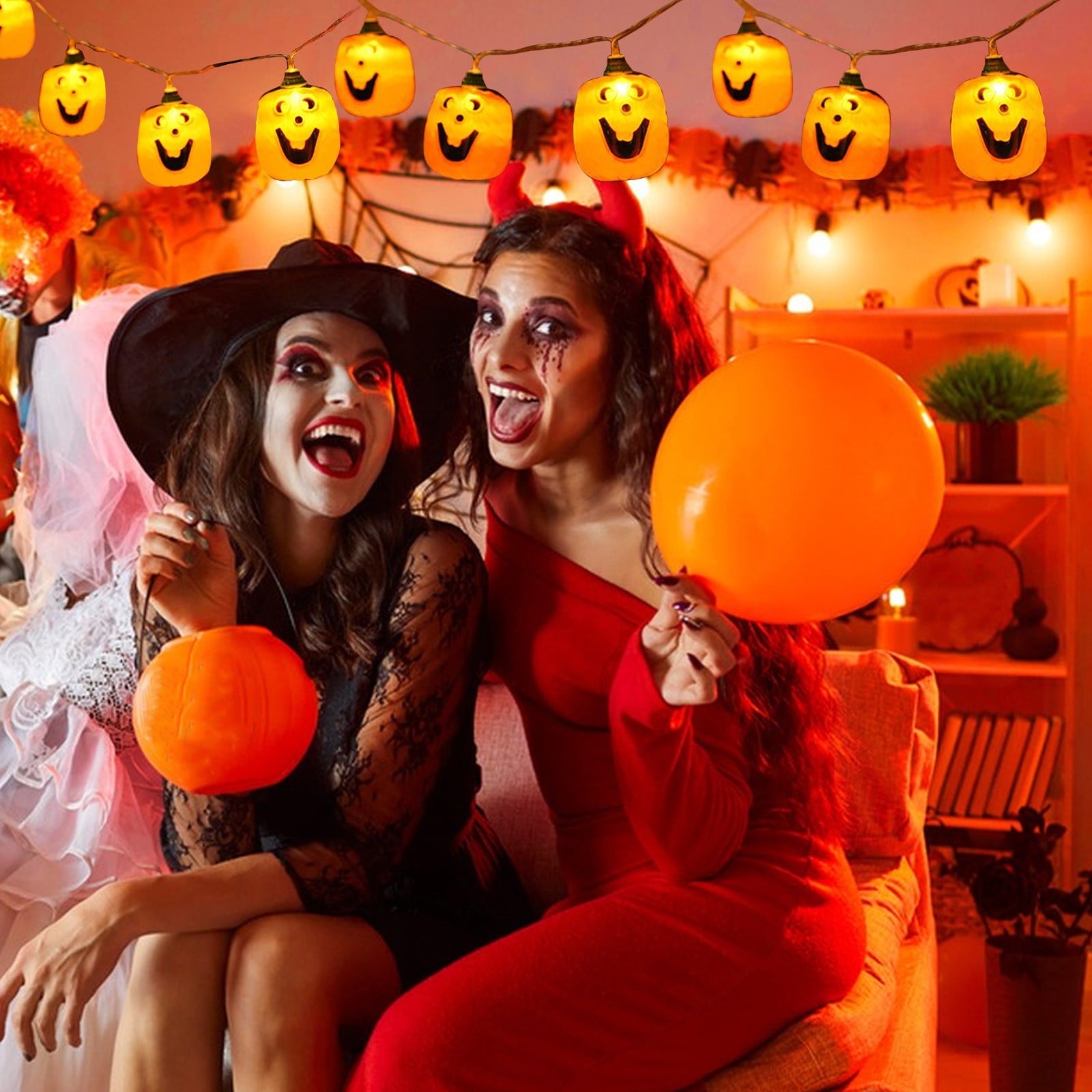 Darzheoy Halloween Pumpkin String Lights, LED Pumpkin Lights, 10 LED 5 FT Battery Operated String Lights, Halloween String Lights for Outdoor Indoor Halloween Party Decorations