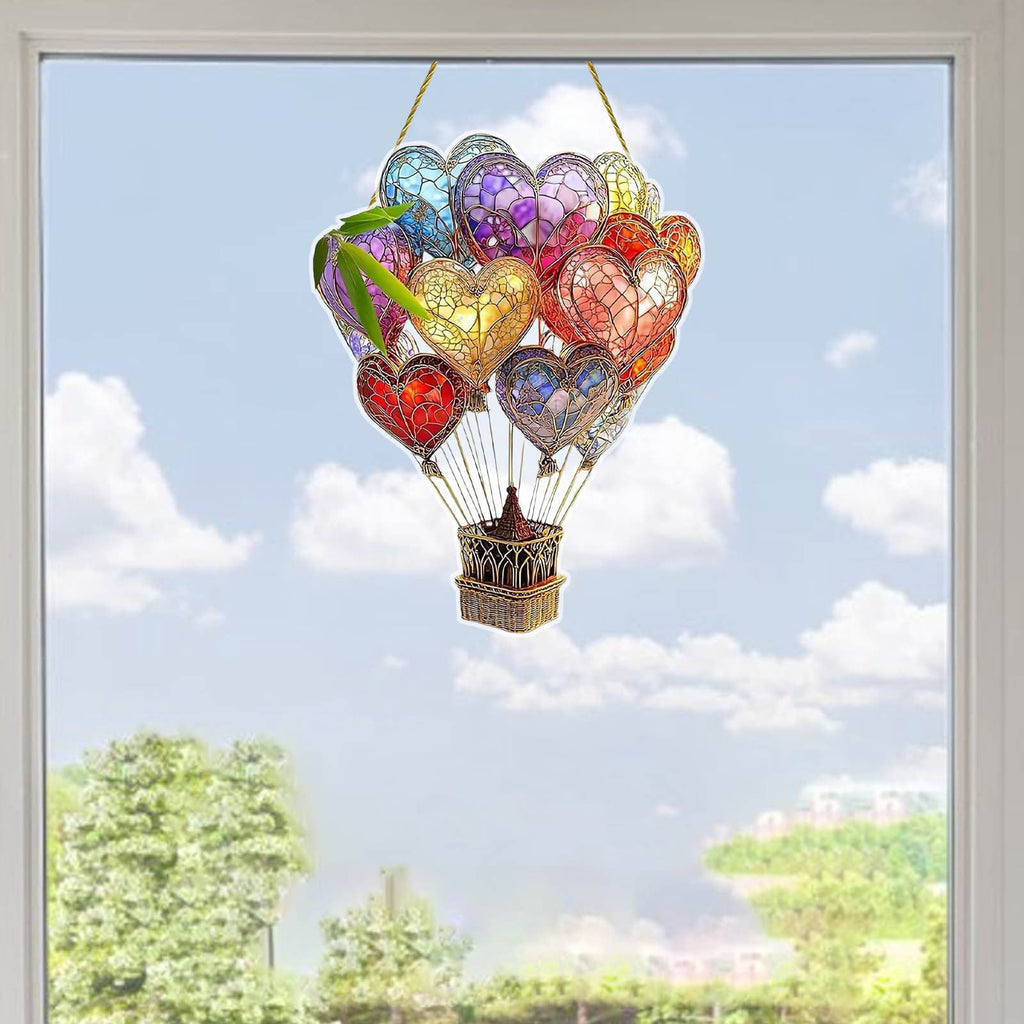 Hot Air Balloon Solar Lantern for Garden Decor, Flickering Flame Hanging Solar Light for Outdoor Decorations, Blue & Purple Lamp for Yard Tree Porch Party