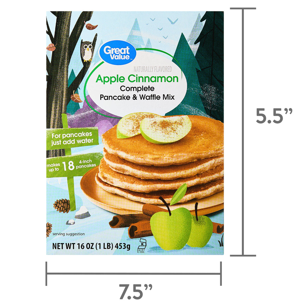 Great Value Apple Cinnamon Pancake & Waffle Mix, 16 oz Box
