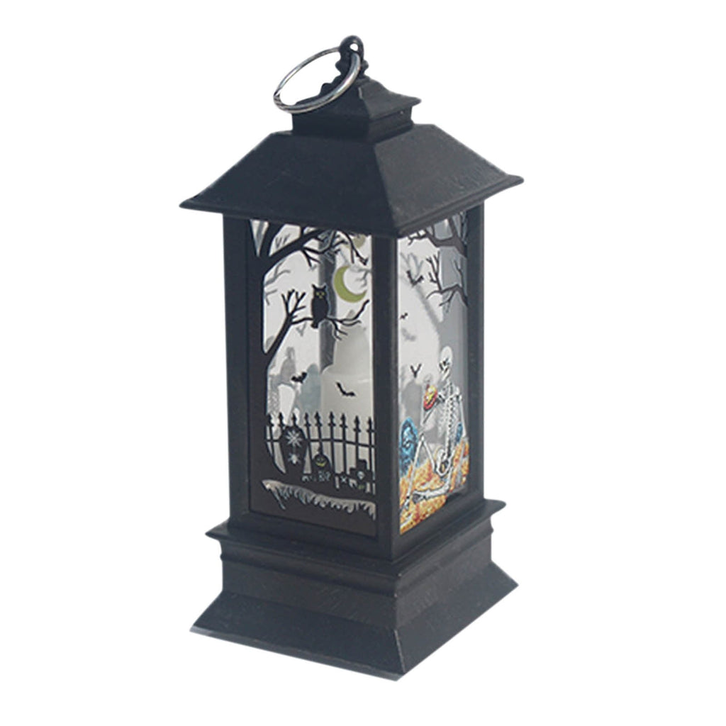 Lhrmh Halloween Decor - LED LED Hanging Lamp Candle Lantern with Skeleton and Pumpkin Designs for Portable Spooky Lighting