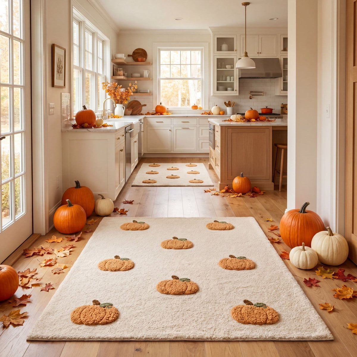 OutmaxHome Halloween Theme Cute Ghost Print Doormat, 15.8x23.6 Inch Non-Slip Absorbent Mat, Easy to Clean, for Front Door, Porch, Farmhouse