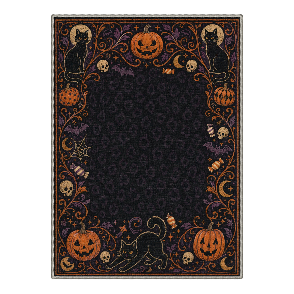 GENIMO 2'x3' Halloween Doormat, Washable Non Slip Soft Whimsical Cat Outdoor Door Mat for Front Door Covered Porch Patio Entryway, Rustic Black