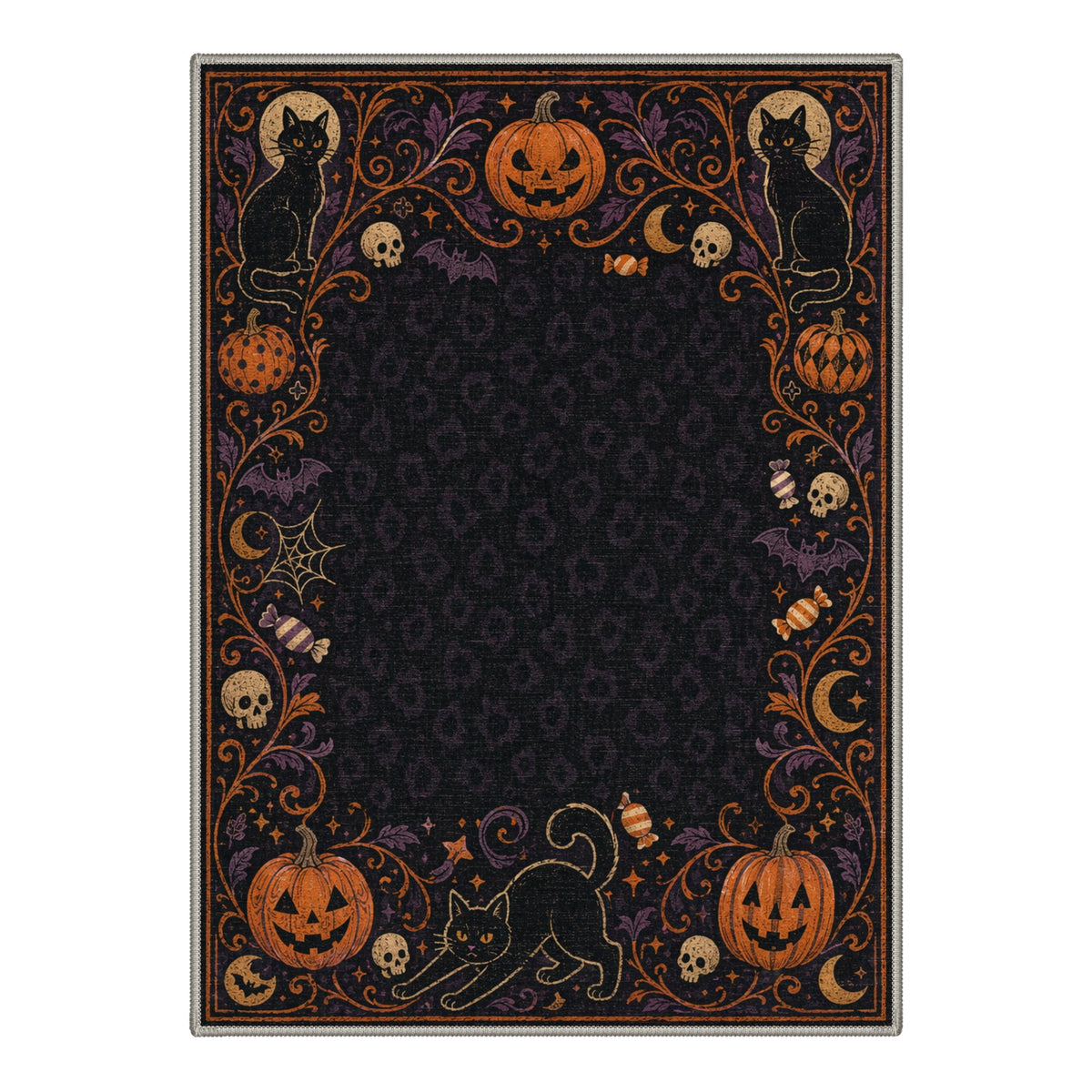 GENIMO 2'x3' Halloween Doormat, Washable Non Slip Soft Whimsical Cat Outdoor Door Mat for Front Door Covered Porch Patio Entryway, Rustic Black