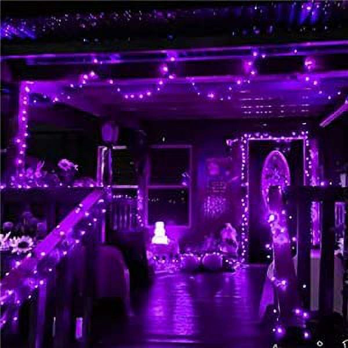 Purple Solar Fairy Lights Outdoor Waterproof, 4 Packs Each 33ft 100 LED Solar String Lights, 8 Modes Silver Wire Solar Twinkle Lights for Halloween Christmas Patio Garden