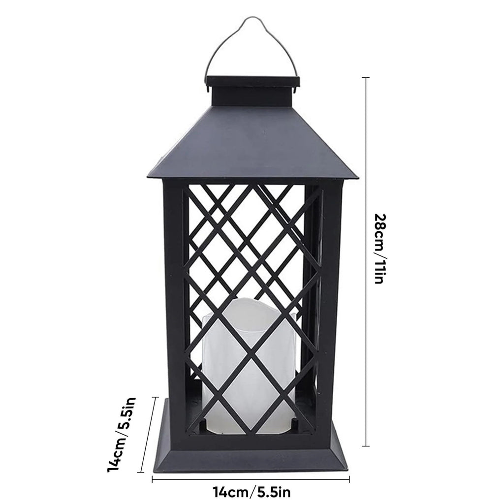 Supbessel Solar Lantern,Outdoor Garden Hanging Lanterns,2 Pack 11Inch Waterproof LED Flickering Flameless Candle Mission Lights for Table,Outdoor,Party Decorative(Black)