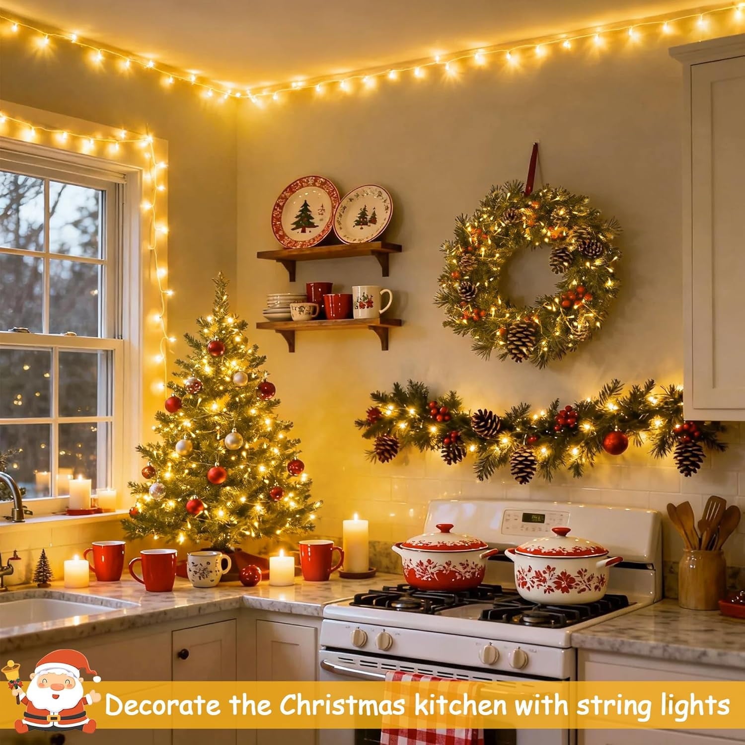 JMEXSUSS 33ft 100 LED White Christmas Lights, 8 Modes Connectable Clear Wire Twinkle Fairy String Lights Indoor, Plug-in Christmas String Lights Outdoor Waterproof for Christmas Wedding Party Tree