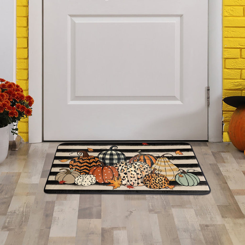 chaungfeng Welcome Fall Door Mat, Seasonal Pumpkin Decorative Doormat, Thick Non-Slip Rugs, for Indoor Outdoor Entrance Floor, Halloween Thanksgiving Decoration (23.6"X15.7")