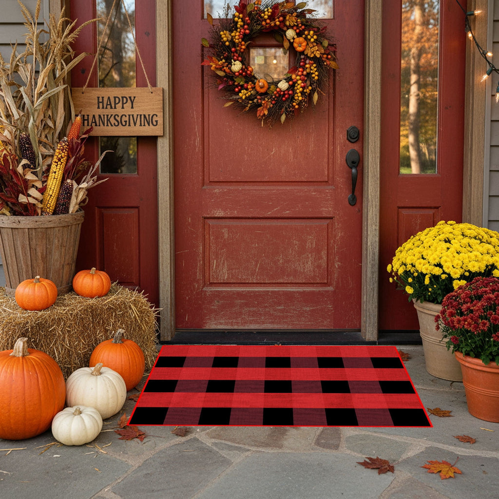 Clearance Hotyverty Halloween Front Door Mat Anti-Slip Super Absorbent Waterproof Stain Resistant Leaf 19x4x4in Indoor Front Entryway Porch Floor Decor, Halloween Gift for Family Holiday Lovers