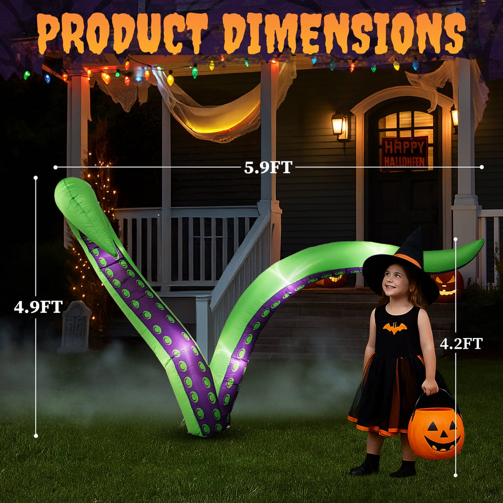 Zimtown 7 FT Halloween Inflatables Cape Octopus 2 Pack Giant Octopus Tentacles Halloween Decoration Outdoor