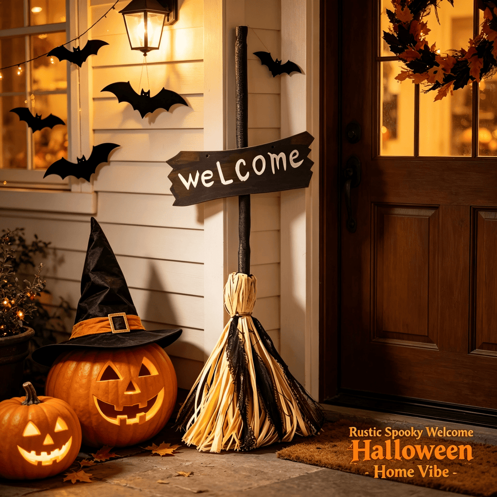 Halloween Witches Decor, Witches Broom Halloween Decor, Animated Floating Broomstick for Spooky Sounds, Haunted Party Decorations, Light-up Dancing Magic Witch Broom Porch Decor