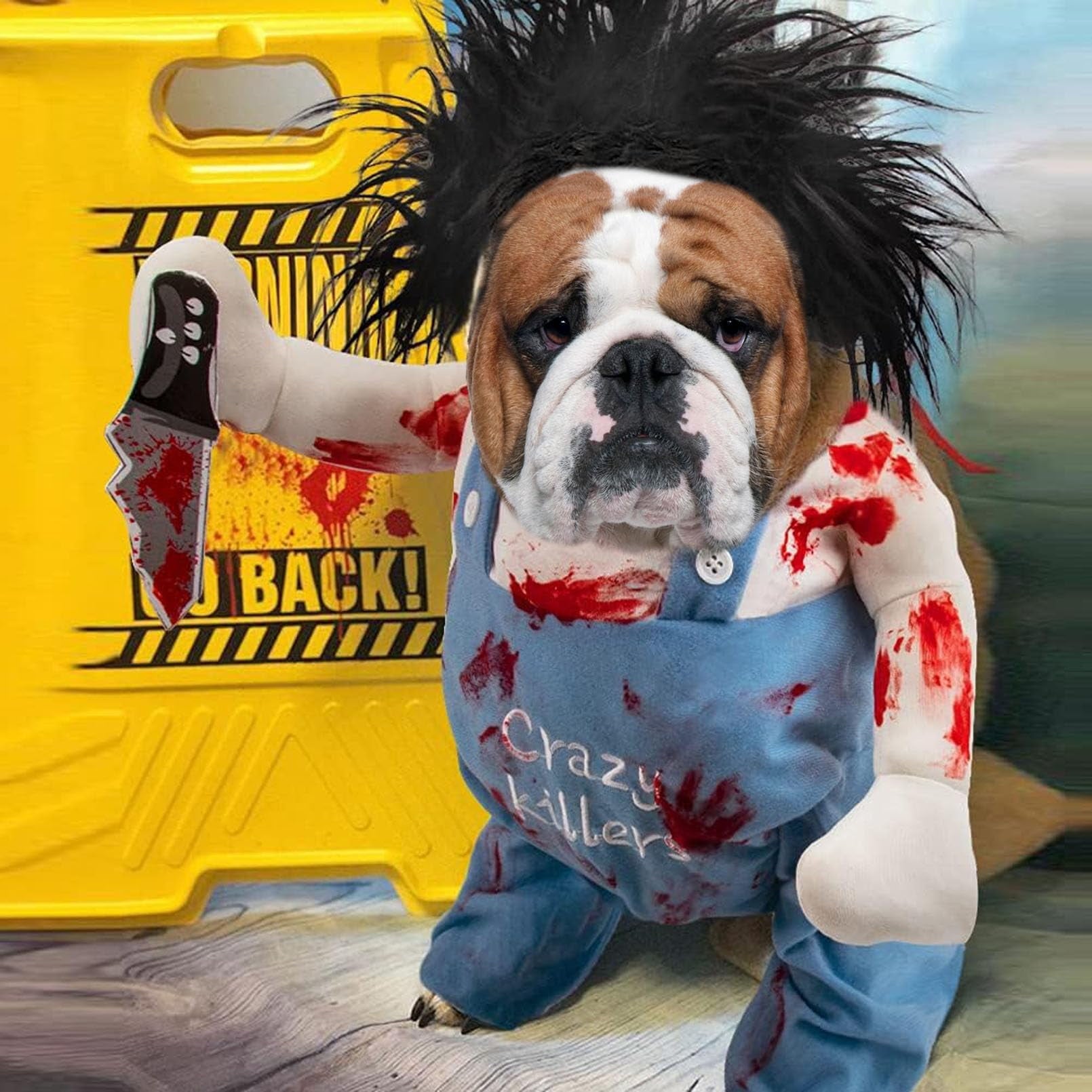 WILLED Halloween Deadly Dog Costume, Funny Pet Cosplay Christmas Outfit, Adjustable Party Dress Up Clothes for Small Medium Large Dogs