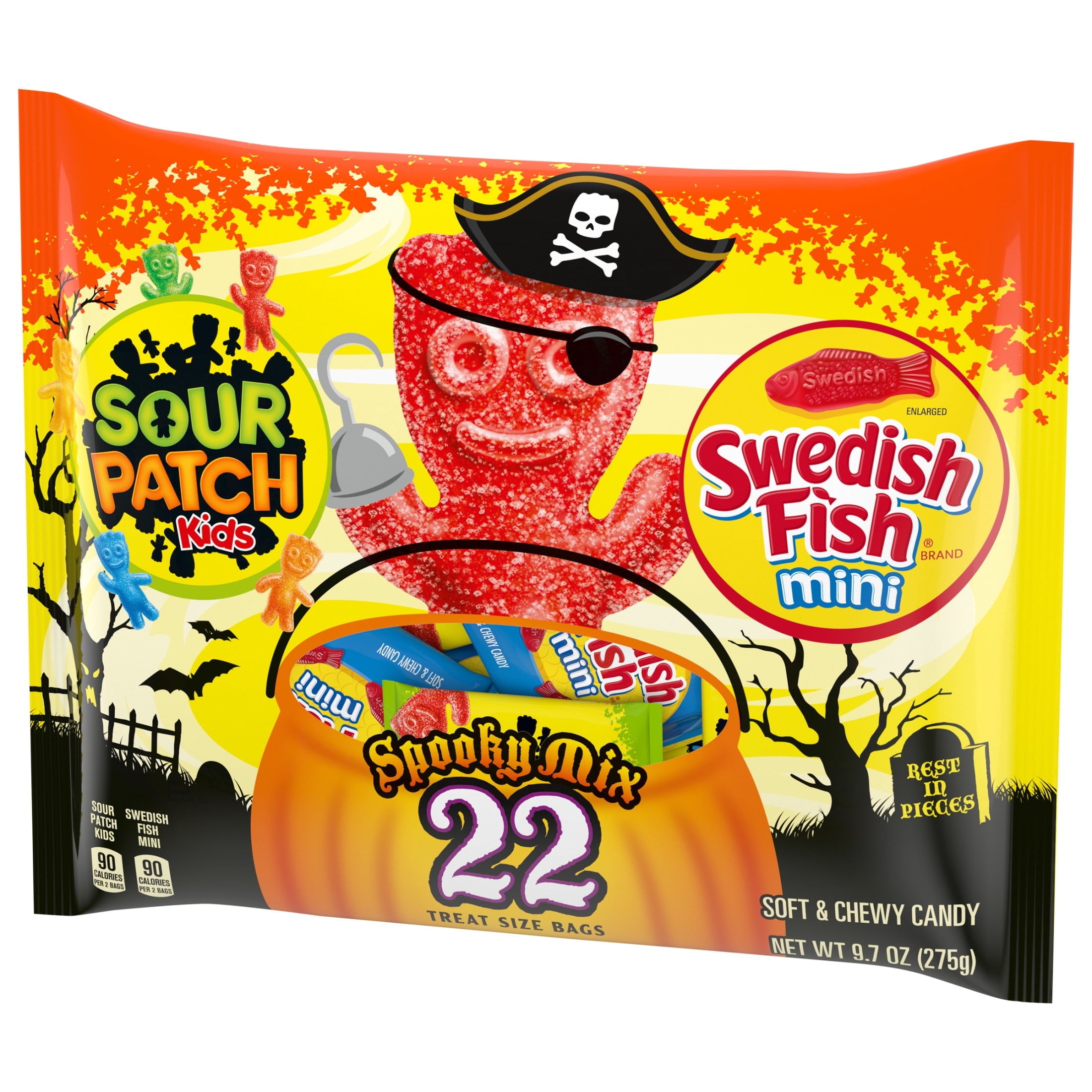 SOUR PATCH KIDS & SWEDISH FISH Mini Halloween Candy Variety Pack, 22 Trick or Treat Bags
