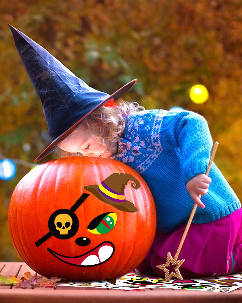 Ayieyill 64 Packs Halloween Stickers Pumpkin Decorating Stickers for Children , 32 Sheet Small Pumpkin Face Stickers for Halloween Party Supplies Trick or Treat Party Favors