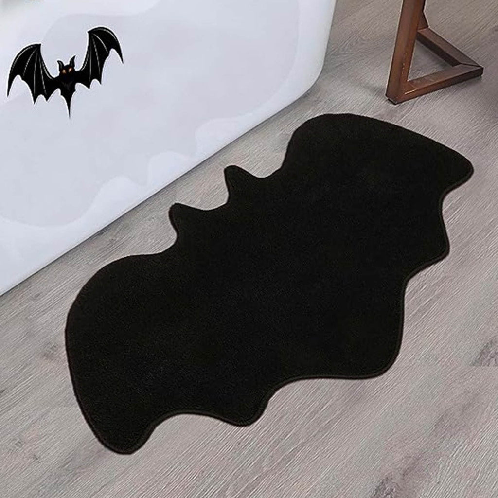 Wadada Halloween Bat Bath Mat Gothic Home Decor Black Bats Bathroom Decor Rugs Non Slip, Spooky Goth Gift Cute Shower Rug for Bathroom, Bedroom, Living Home Decoration