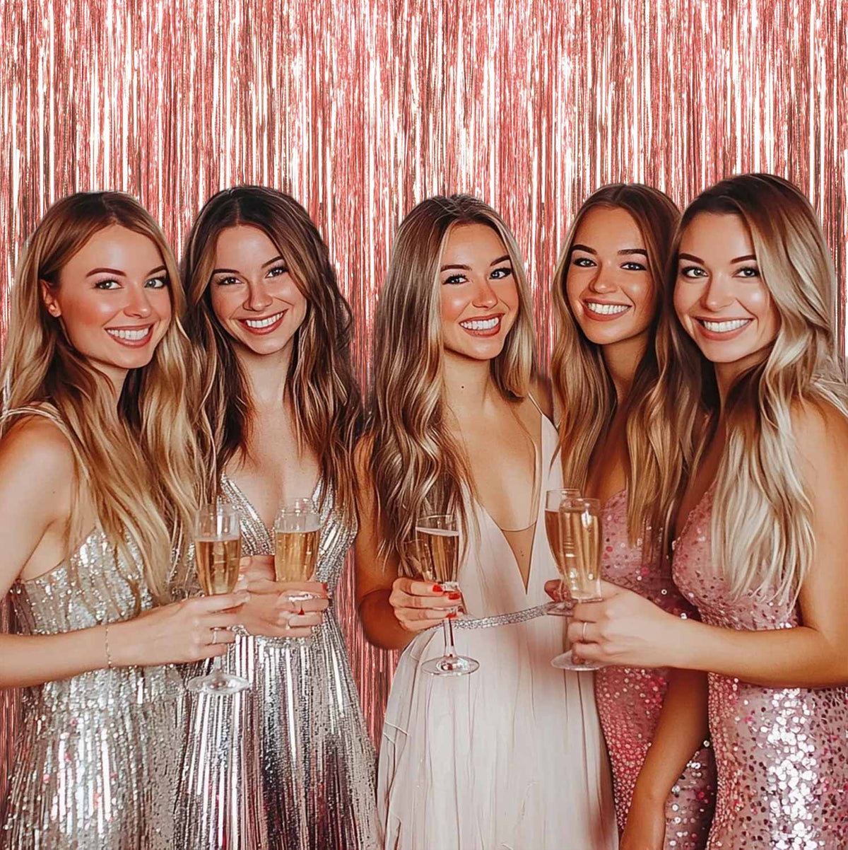 Sm:)e 2-Pack Light Bright Silver Foil Fringe Curtains for Events - Birthday, Wedding, Graduation, Christmas, Baby Shower, various festivals Decor Photo Booth Fun!