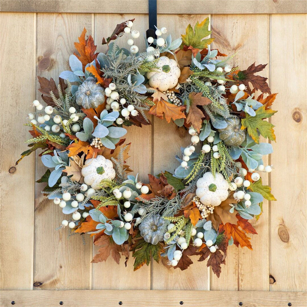 Decorative Wreath, Pumpkin Wreathfall Pumpkin Wreath, Year Round Wreath for Front Door, Artificial Wreath, Front Door Wreath, Family Farmhouse Decor and Spring Wreath, Easter Wreath