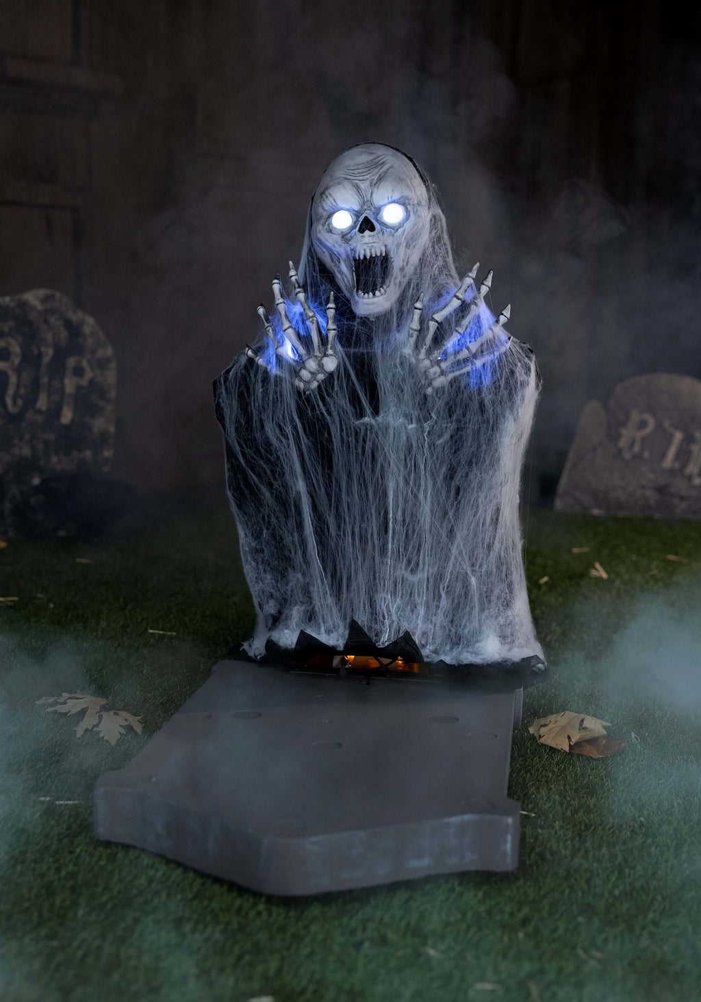 2.1FT Jump Scare Skull and Tombstone Animated Decoration - Tekky