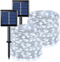 2 Pack Solar Fairy Lights Outdoor 33ft 100 LED Solar Powered Copper Wire Lights 8 Modes Waterproof for Garden Tree Patio Wedding Party Decor,Cool White