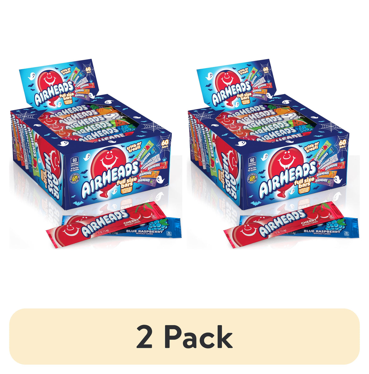 Airheads Halloween Chewy Candy Bars, Assorted, Nut Free, Regular Size, 33oz, 60 Count
