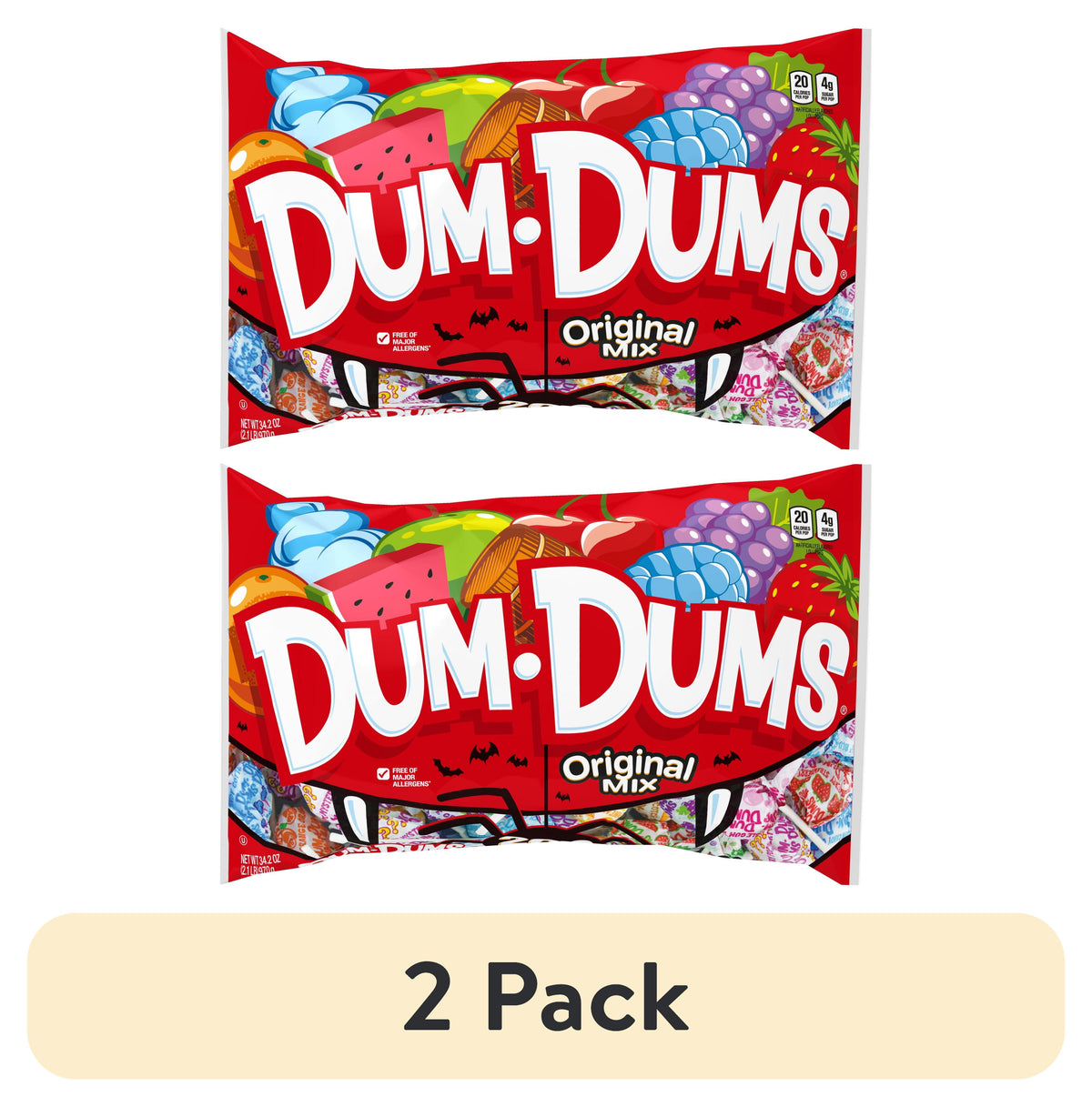 Dum Dums Original Mix Assorted Halloween Lollipops and Suckers, Hard Party Candy Bags, 200 Count