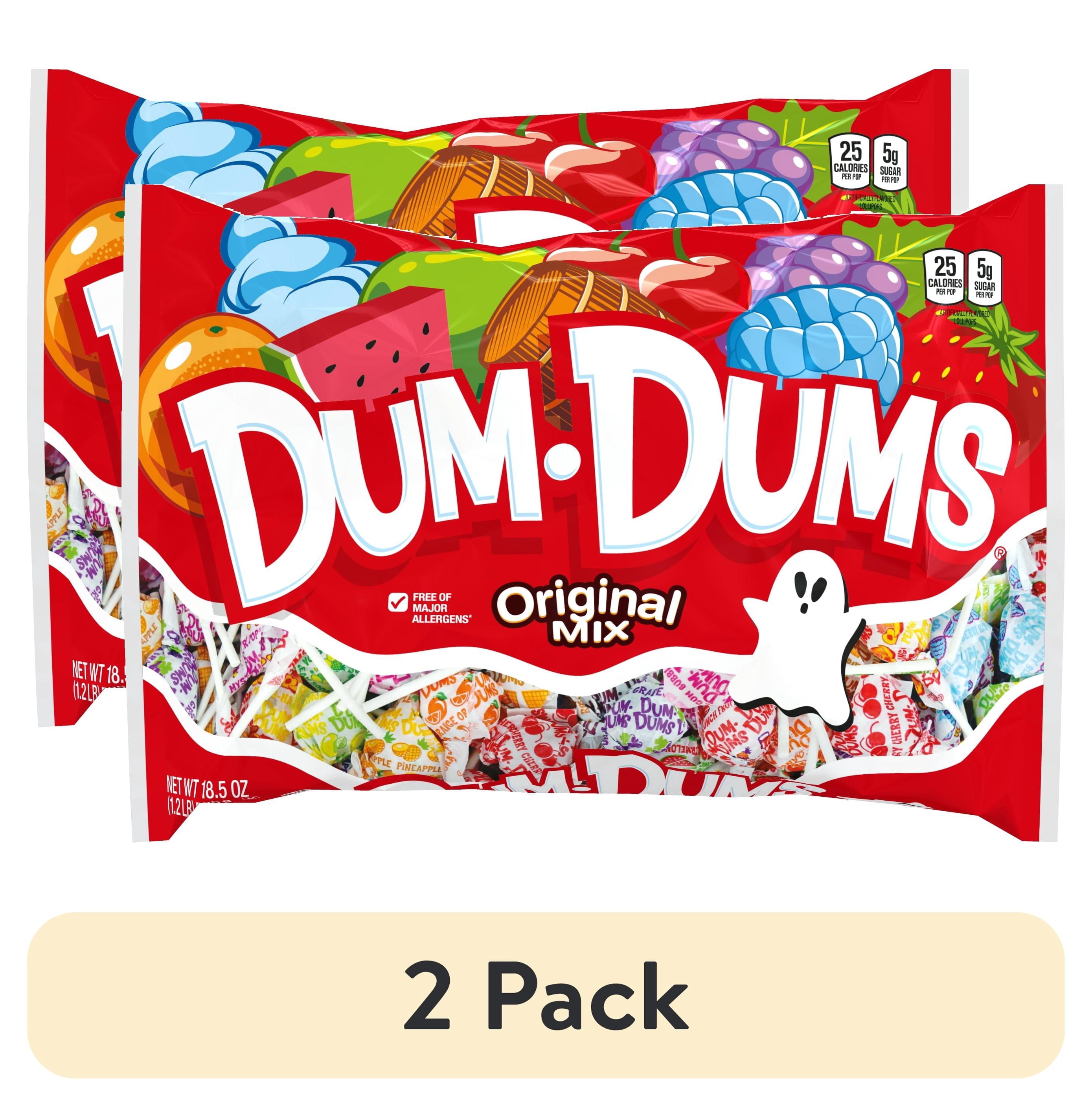 Dum Dums Original Mix Halloween Assorted Candy, Lollipops & Suckers, Hard Party Candy, 18.5 oz Bag