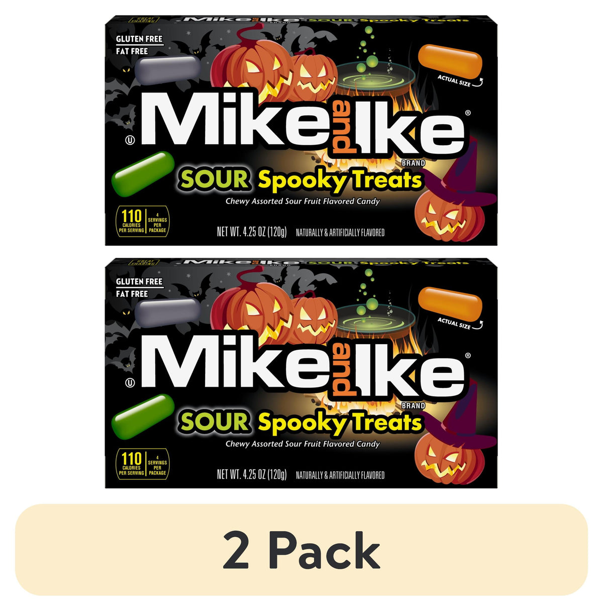 MIKE AND IKE SOUR Spooky Treats Chewy Candy, Halloween Candy, 4.25 Ounce Theater Box, 1 Count