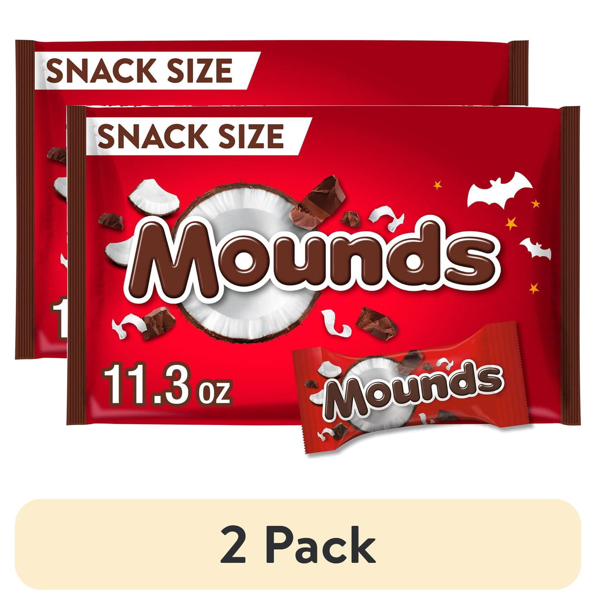 Mounds Coconut and Dark Chocolatey Snack Size, Halloween Candy Bag, 11.3 oz