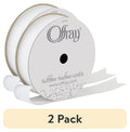 (2 pack) Offray Ribbon, White 7/8 inch Grosgrain Glitter Polyester Ribbon for Sewing, Crafts, and Gifting, 9 feet, 1 Each