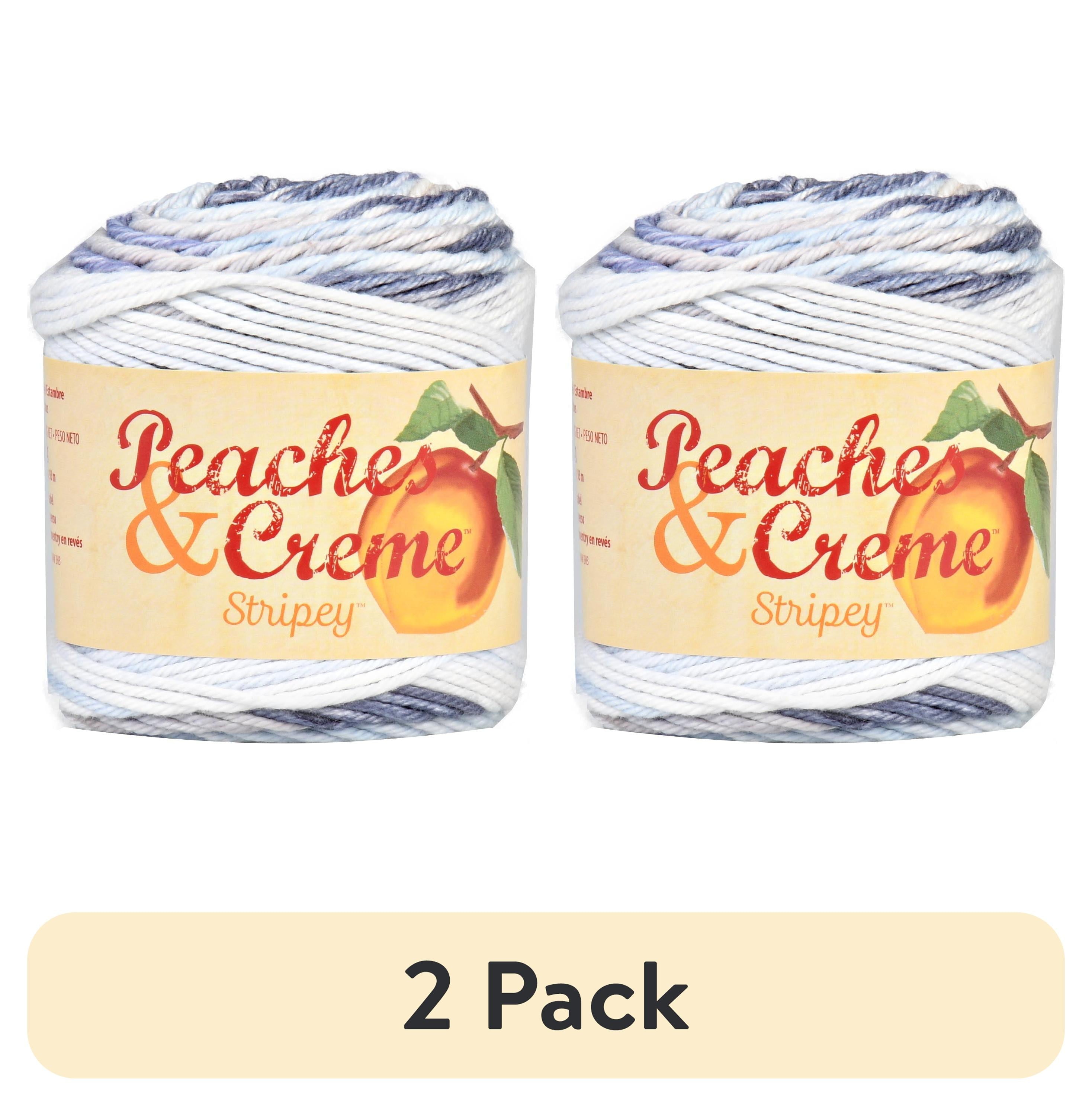 Peaches & Creme Stripey 4 Medium Cotton Yarn, Denim 2oz/56.7g, 102 Yards