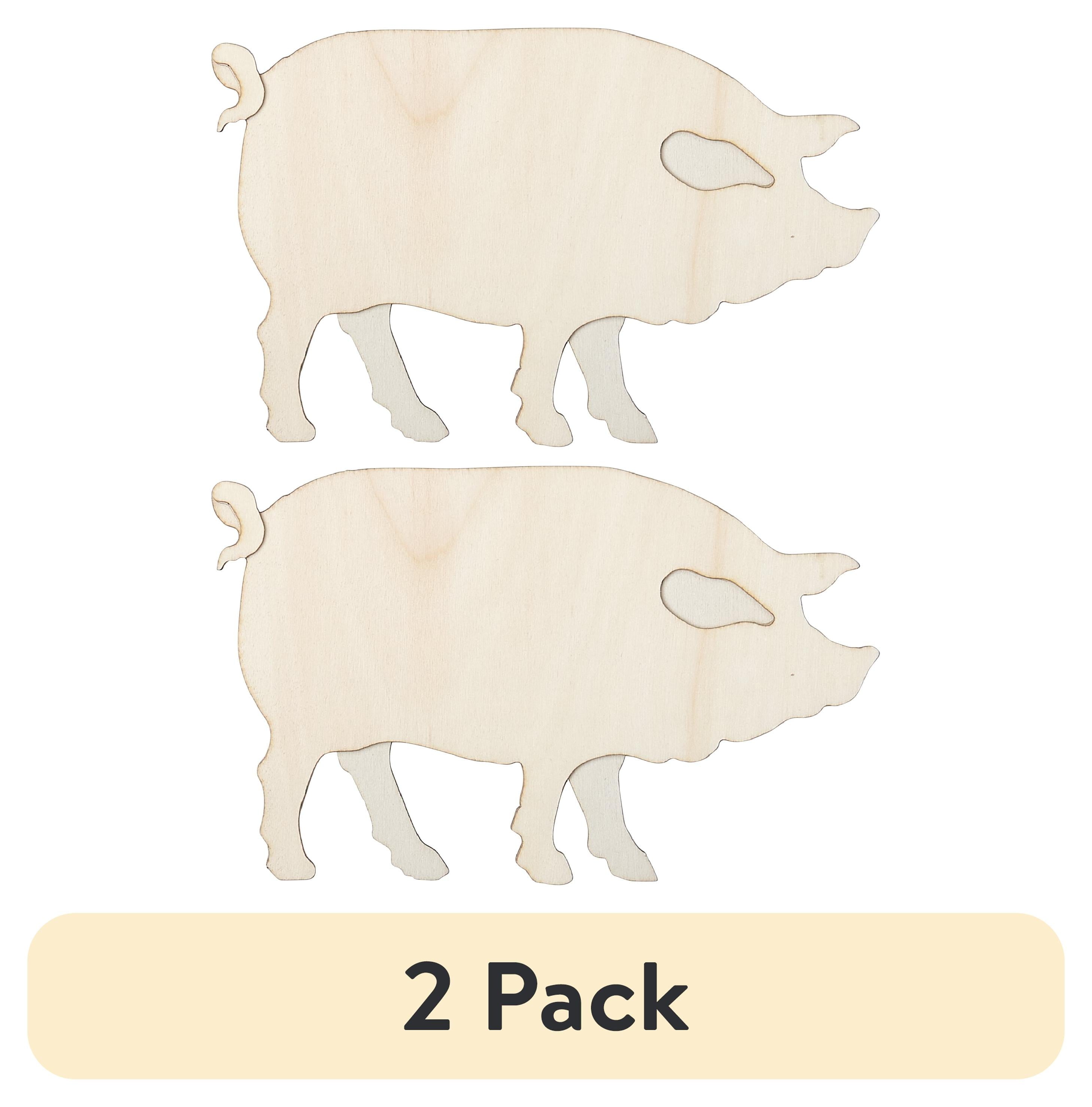 (2 pack) Plaid Surfaces Layered Wood Shape, Pig