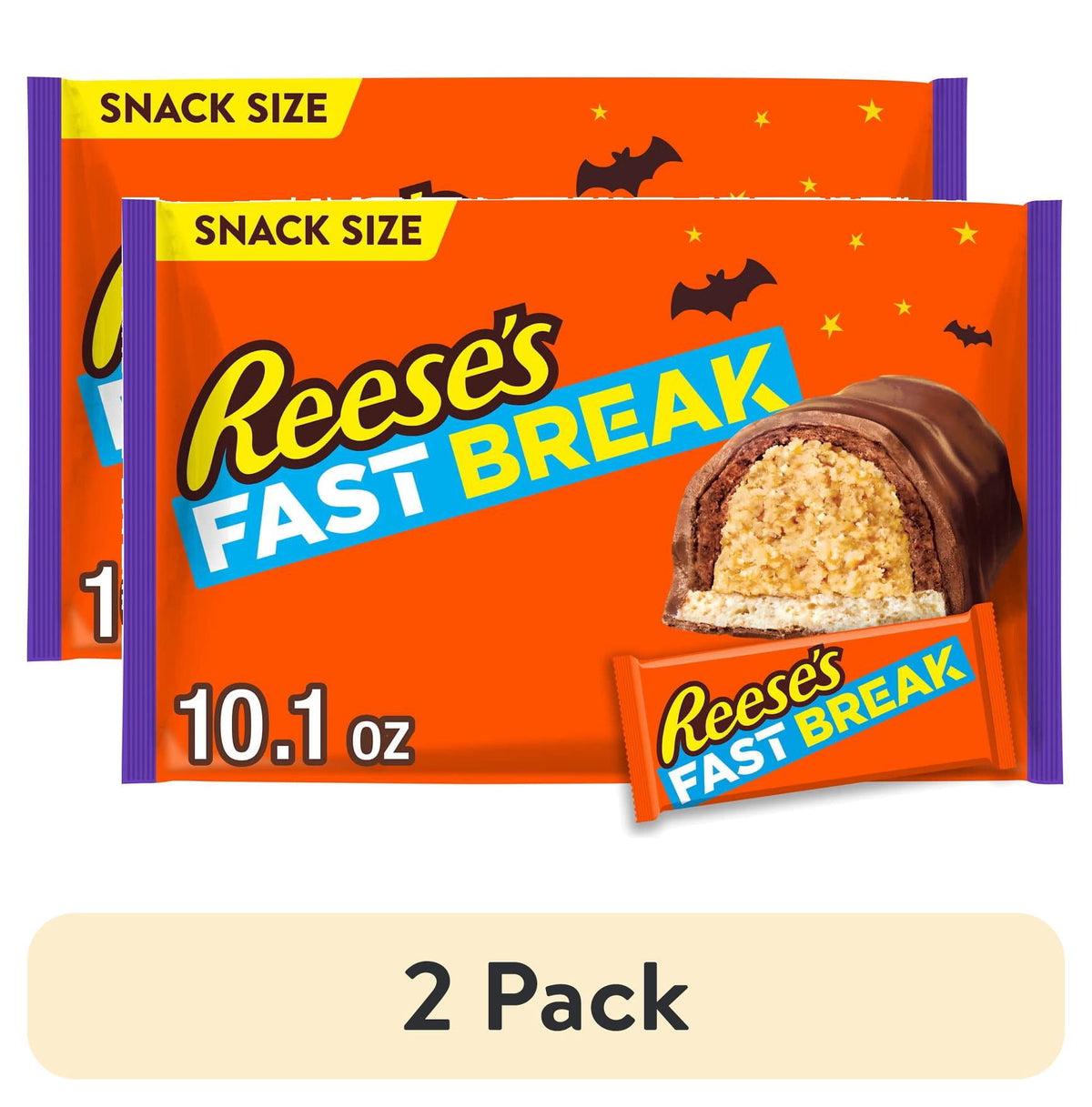 Reese's Fast Break Chocolate, Peanut Butter and Nougat Snack Size, Halloween Candy Bag, 10.1 oz