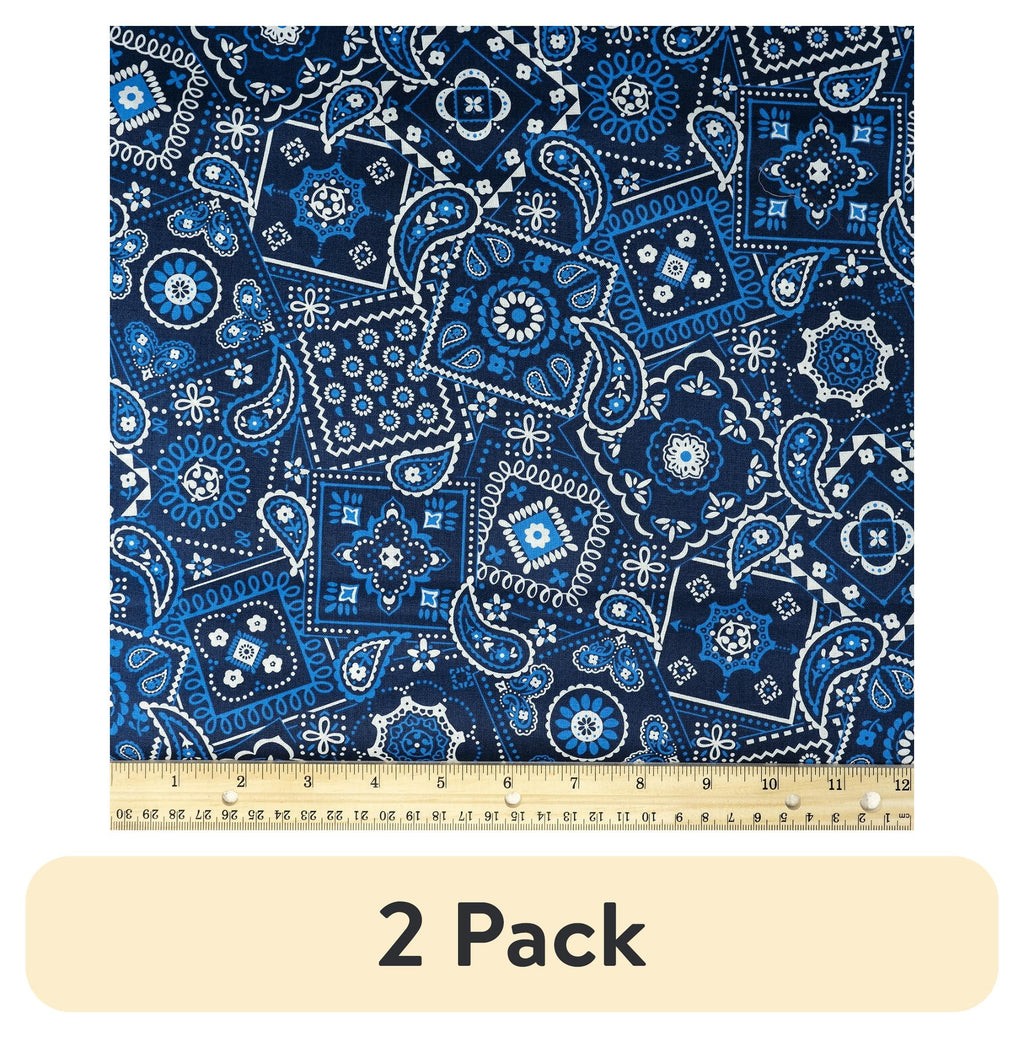 (2 pack) Waverly Inspirations Sewing & Craft Fabric, Bandana Ink Lapis, 1 Yard Precut, 100% Cotton, 44 in Wide, for Quilting & Sewing