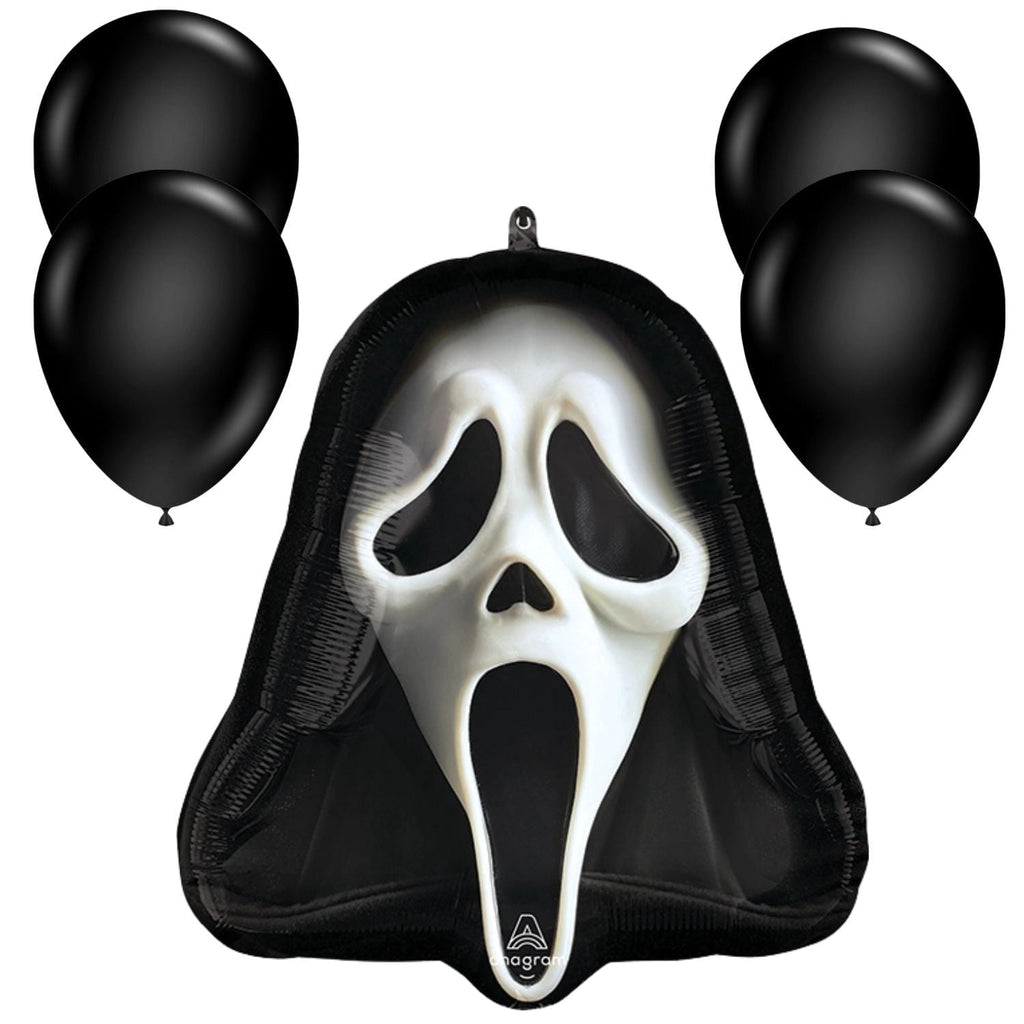 20" Halloween Ghost Face Balloon with 4 Latex Balloons – Spooky Party Decoration Set