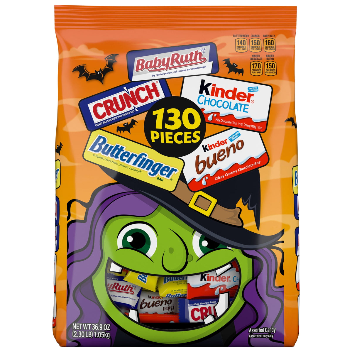 (3 pack) Butterfinger, CRUNCH, Baby Ruth & More Halloween Candy Chocolate-y, 36.9 oz