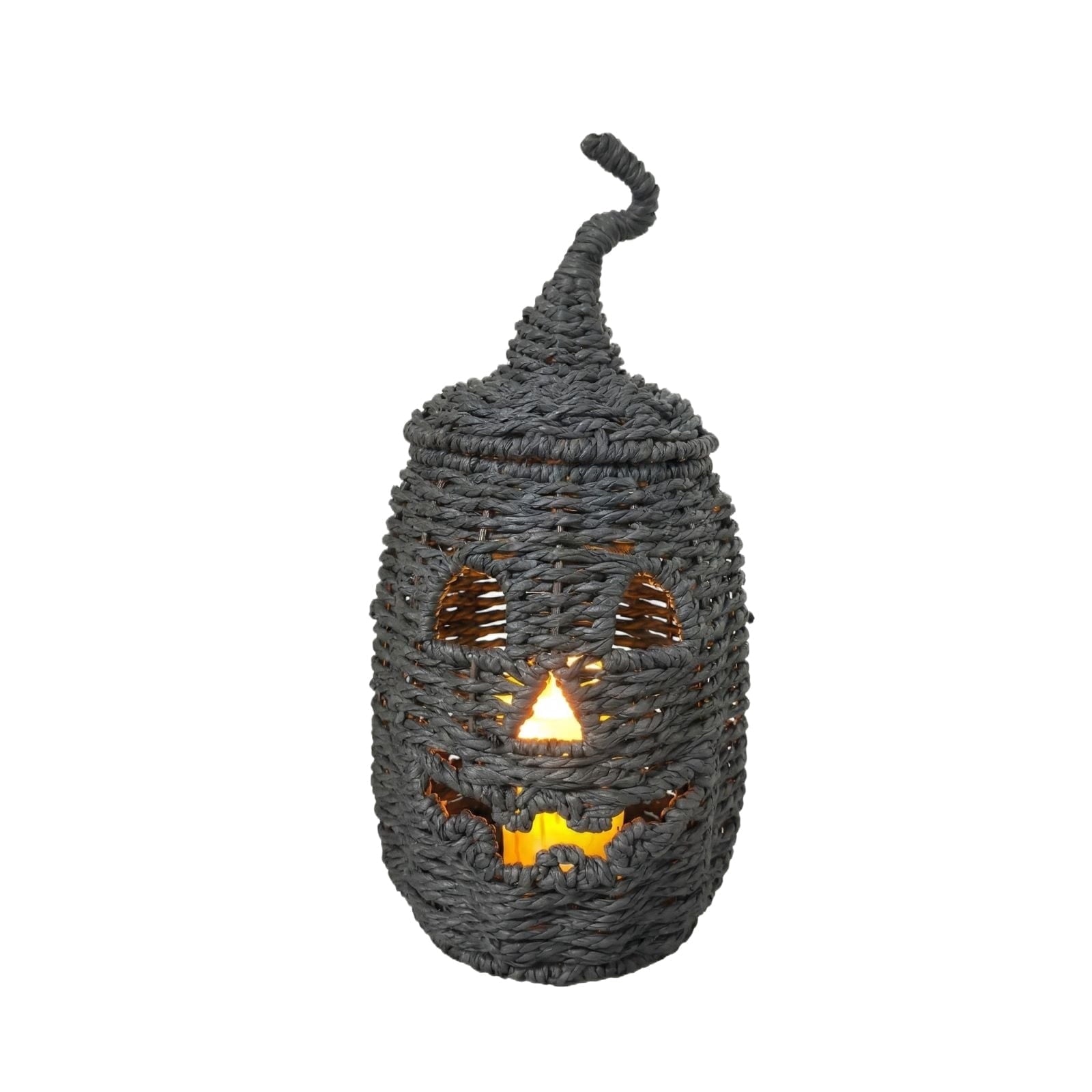 2026 Halloween Black Woven Seagrass Pumpkin Storage Basket with Lid, Fall Indoor Home Decorations for Halloween Party Home Halloween Decor, 10.2 inch
