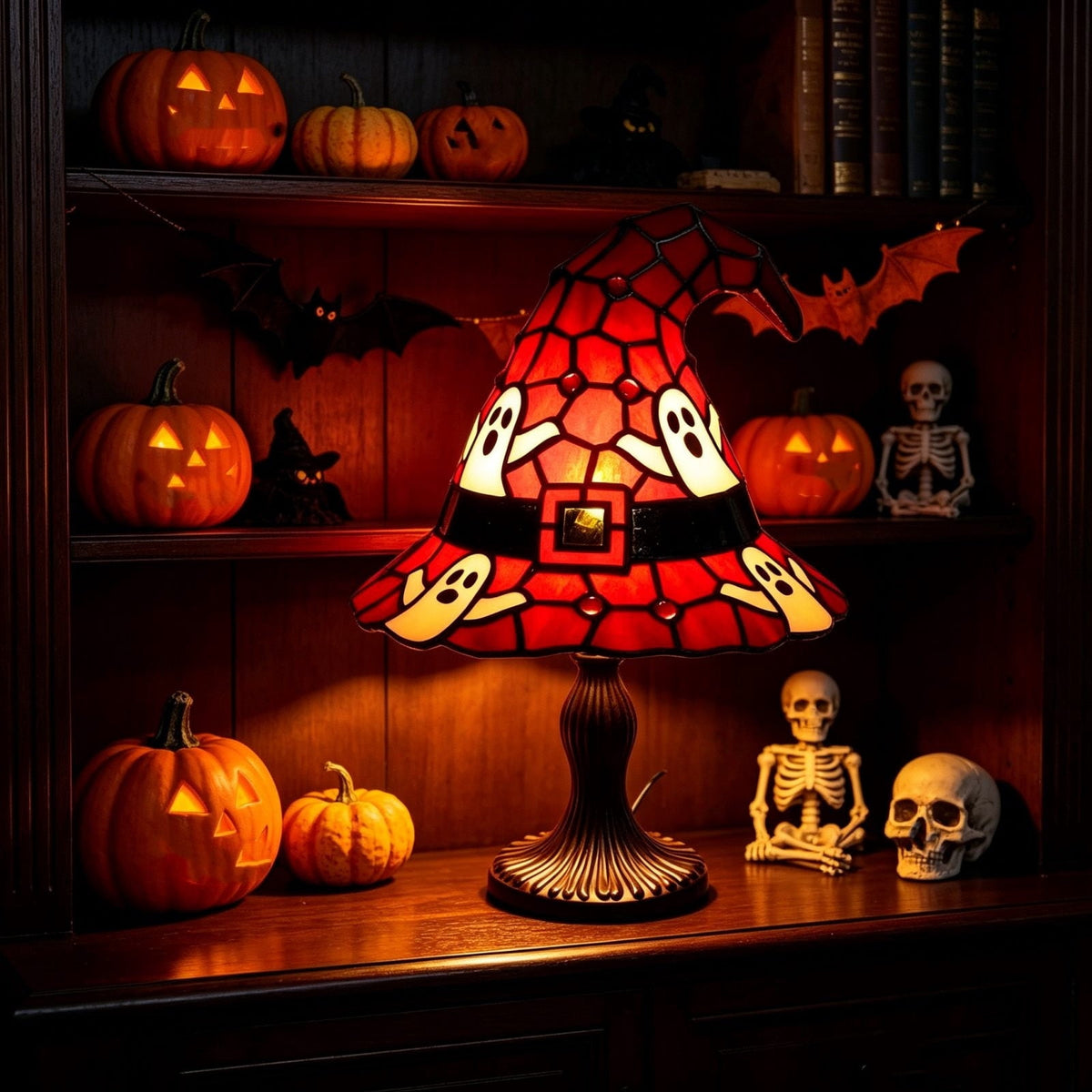 YZEGDCH Halloween 3D Ghost Campfire Flickering Night Light 2 Funny Roasting Marshmallows at Campfire LED Electric Faux Flameless Campfire Nightlight Funny Halloween Decor