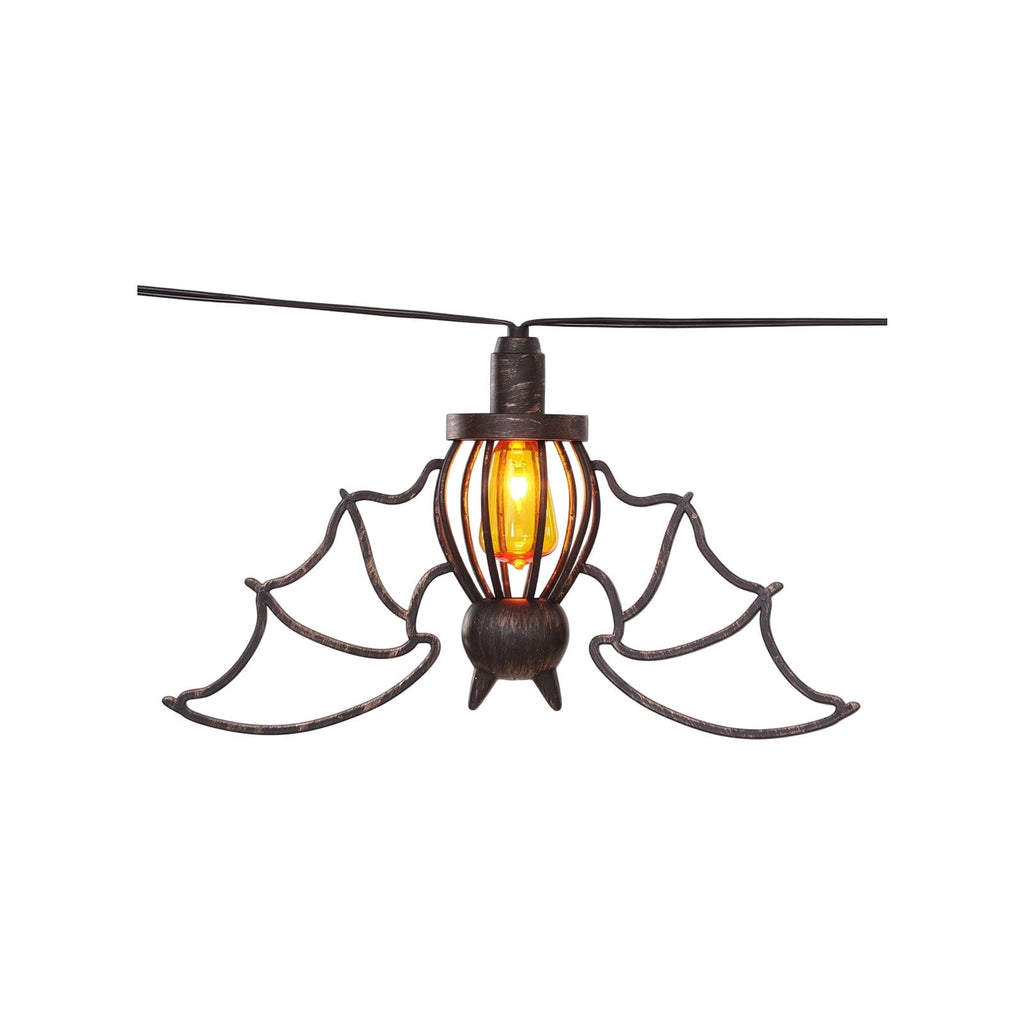 2026 New Halloween Hanging Bat Flame Lights, Vintage Metal Frame Lantern with Warm Amber Edison Bulb, Indoor Outdoor String Light Decor for Porch Patio Room