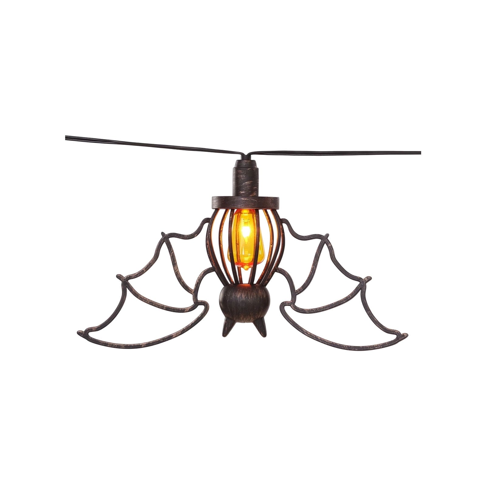 2026 New Halloween Hanging Bat Flame Lights, Vintage Metal Frame Lantern with Warm Amber Edison Bulb, Indoor Outdoor String Light Decor for Porch Patio Room