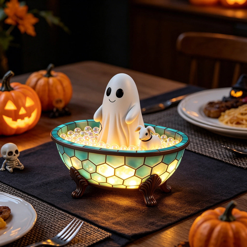 YZEGDCH Halloween 3D Ghost Campfire Flickering Night Light 2 Funny Roasting Marshmallows at Campfire LED Electric Faux Flameless Campfire Nightlight Funny Halloween Decor