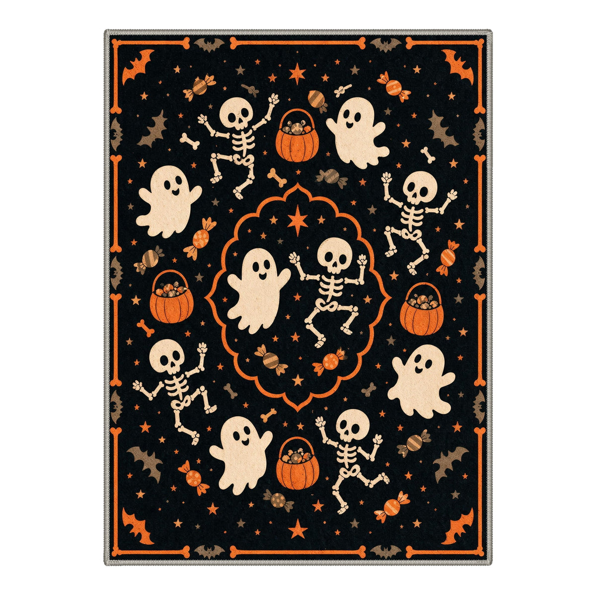 GENIMO 5'x7' Halloween Area Rug for Living Room, Washable Non Slip Soft Vintage Witch Indoor Rug for Bedroom Dining Room Home Office, Retro Sepia