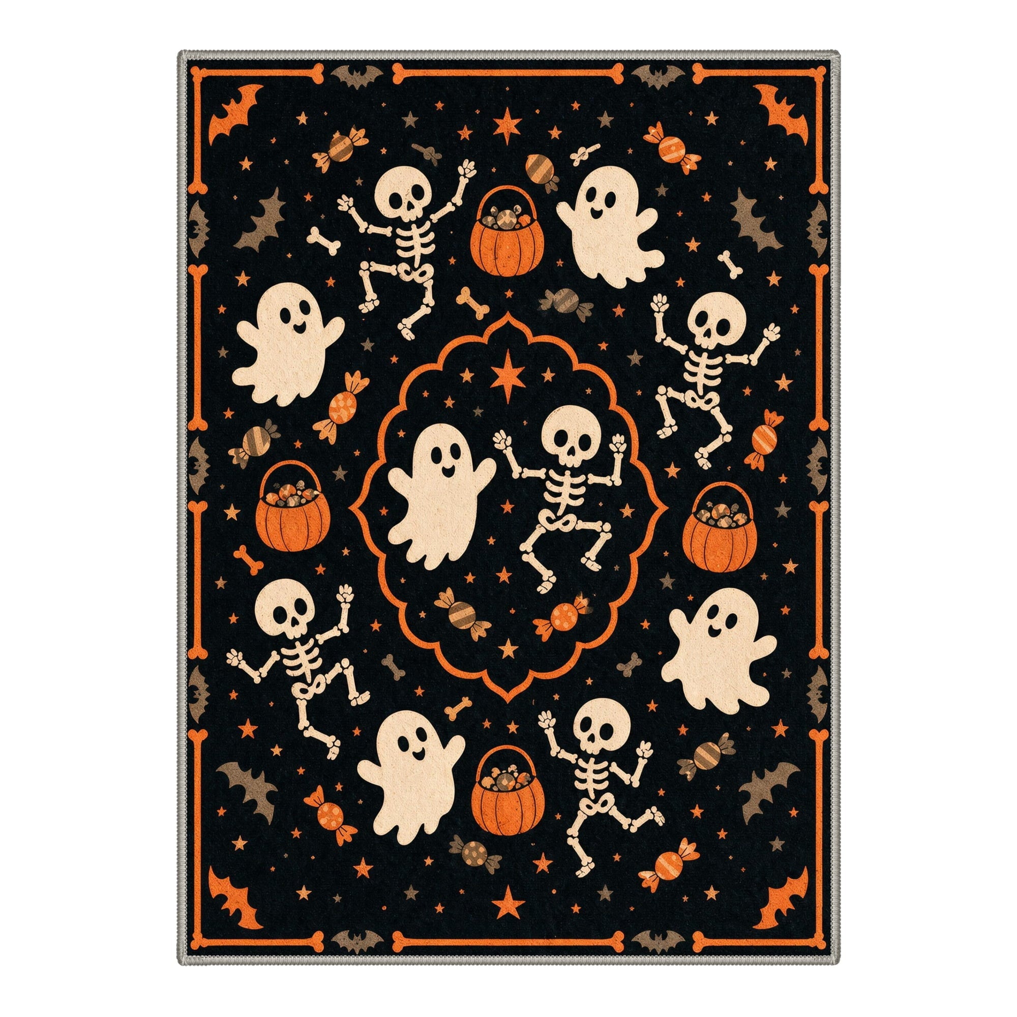 GENIMO 2'x3' Halloween Doormat, Washable Non Slip Soft Gothic Castle Outdoor Door Mat for Front Door Covered Porch Patio Entryway, Antique Gold