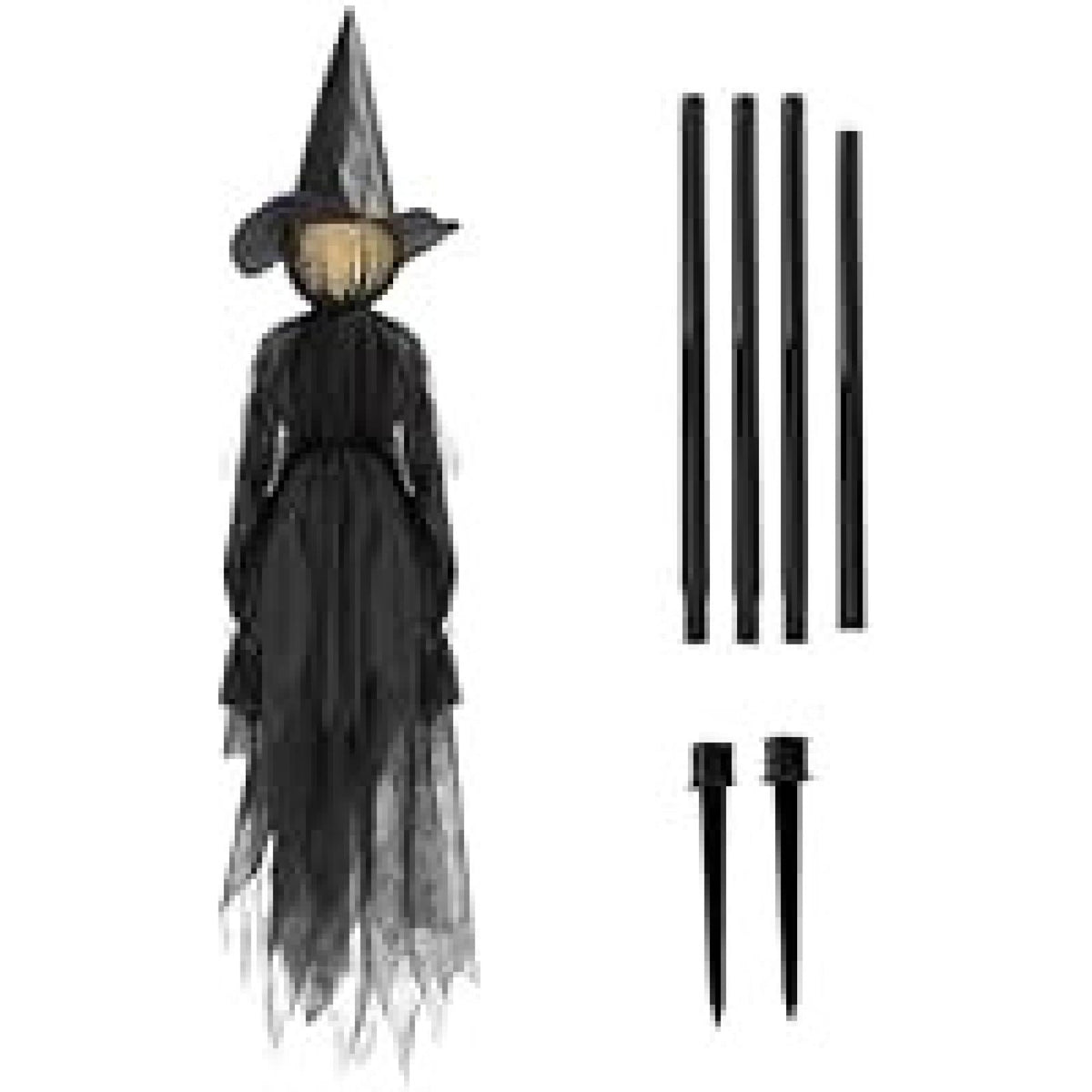Life-Size Light-Up Screaming Witches Halloween Decor - Outdoor LED Animated Witch with 7 Color Changing Lights & Sound Activation, Scary Yard Decoration