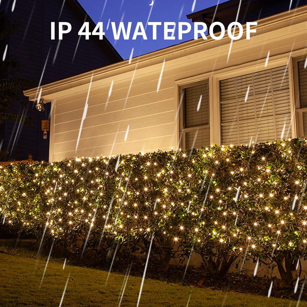 Dazzle Bright Christmas Net Lights, 360 LED 12FT x 5 FT Transparent Wire Waterproof Connectable String Lights with 8 Modes Christmas Outdoor Lights for Bushes Garden Party Holiday Decoration (Green)