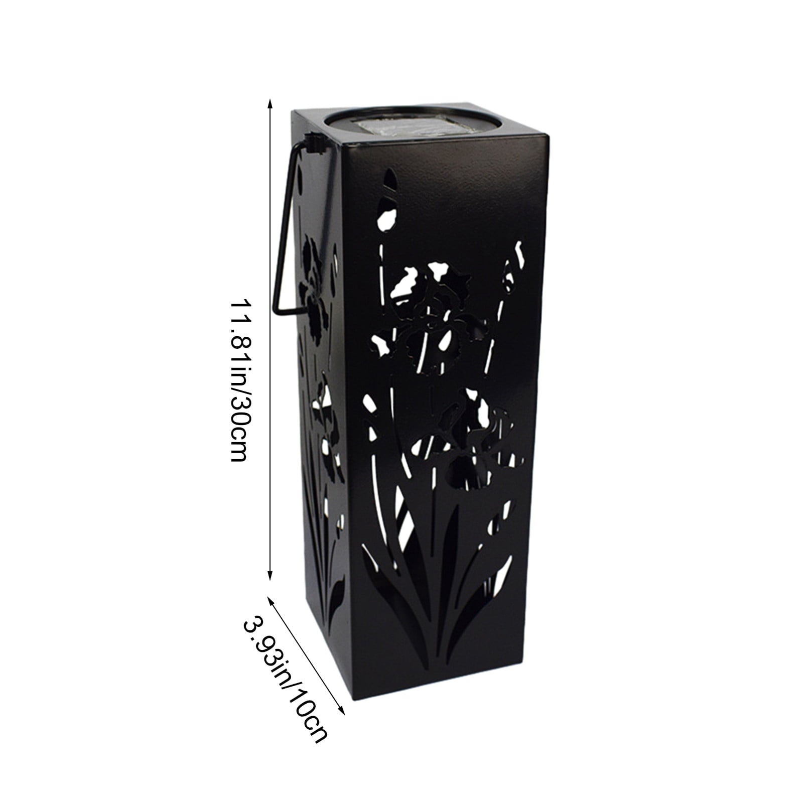 Neorosiri Solar Rose Lantern Outdoor Decor - Waterproof Iron Hollow LED Light with Vintage Floral Cutouts, IP65 Weatherproof for Garden/Patio/Wedding (Black, 1.36lb)
