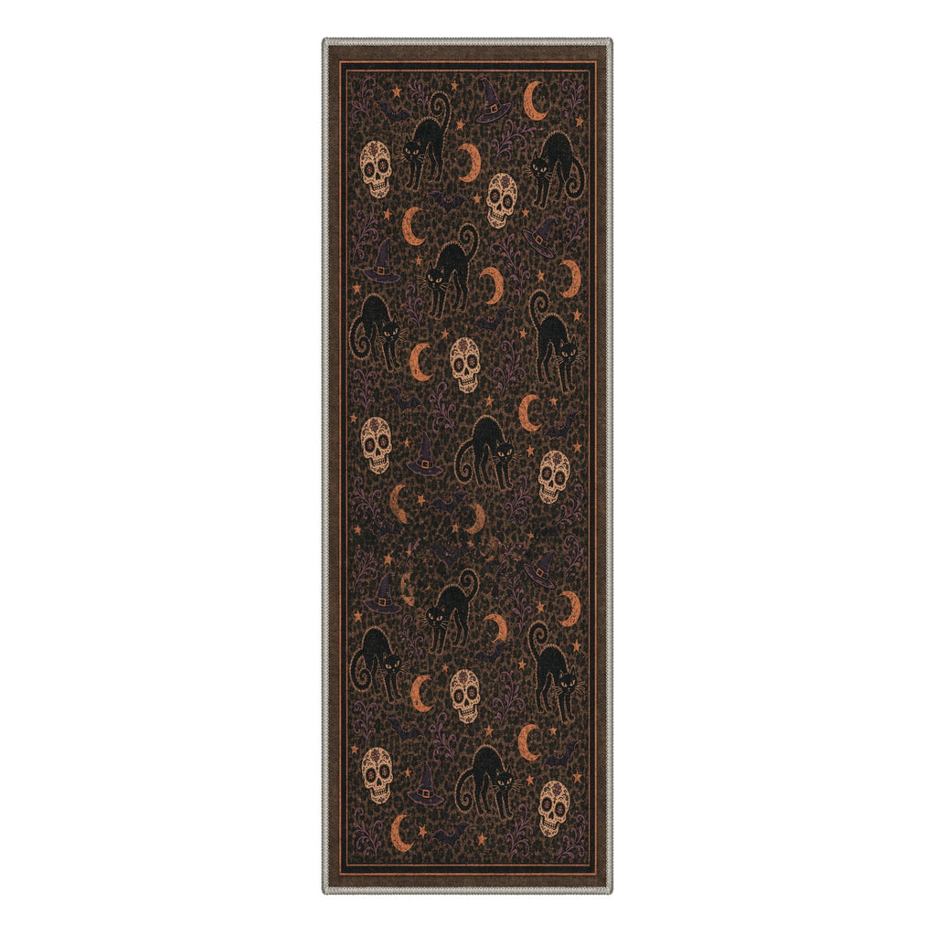 GENIMO 2'x3' Halloween Doormat, Washable Non Slip Soft Vintage Witch Outdoor Door Mat for Front Door Covered Porch Patio Entryway, Burnt Amber